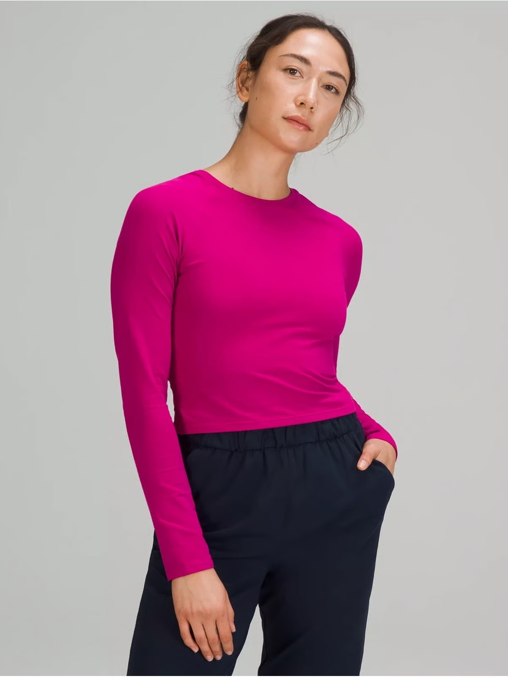 lululemon athletica Long Sleeve Top in Fuchsia Pink